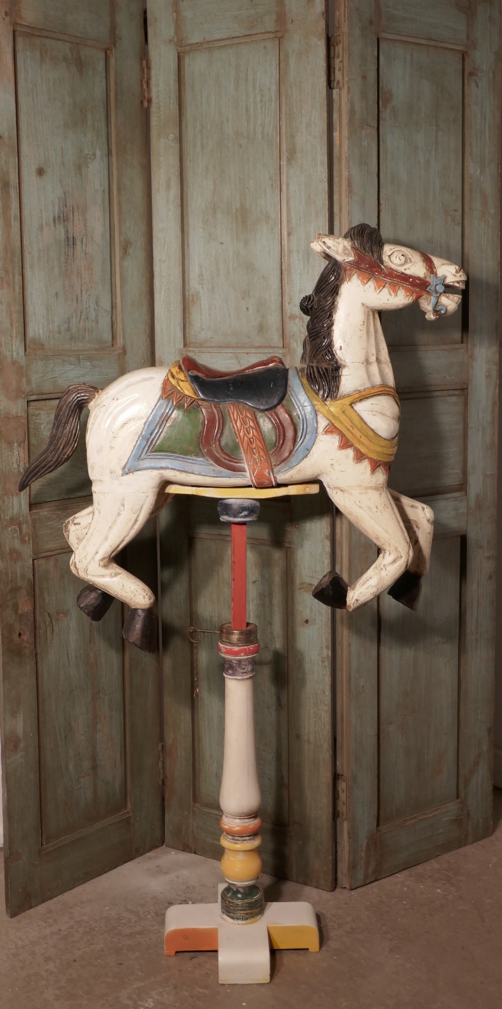 Small 19th Century painted Wooden Carousel Galloper or Fair Ground Horse