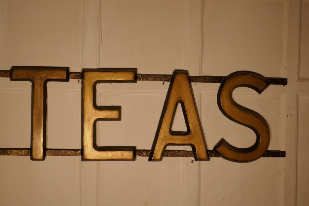 3 Dimensional Large Gilt Letter Wooden Tea Shop Sign 