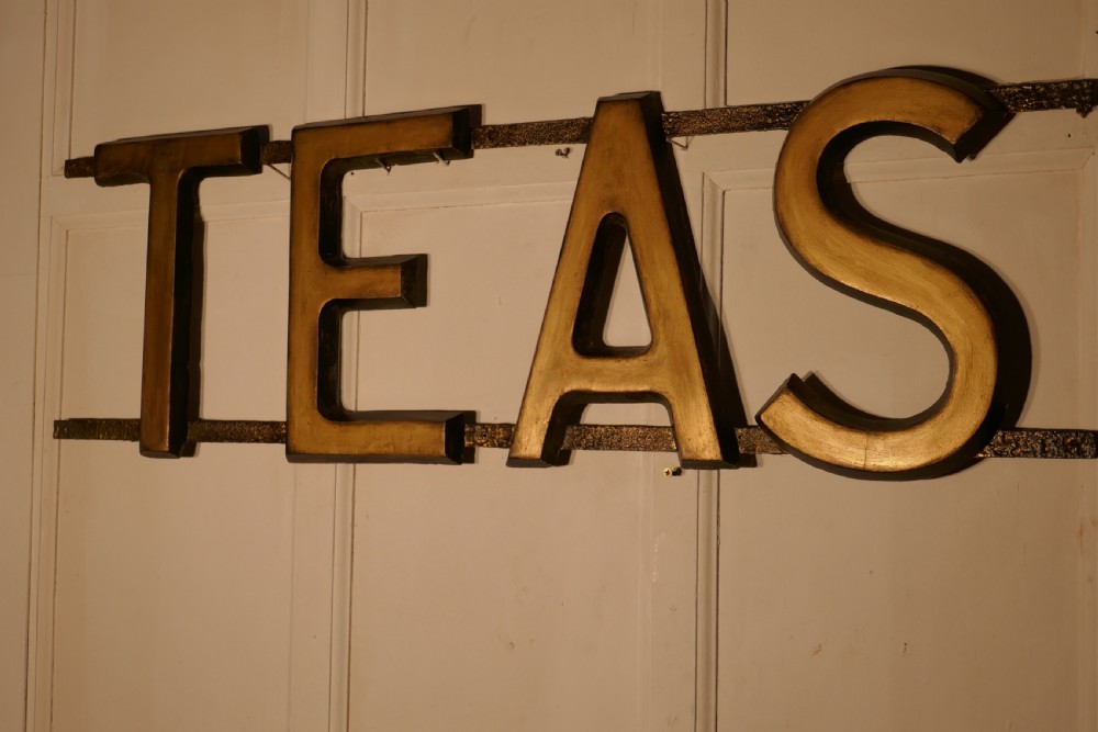3 Dimensional Large Gilt Letter Wooden Tea Shop Sign  View V