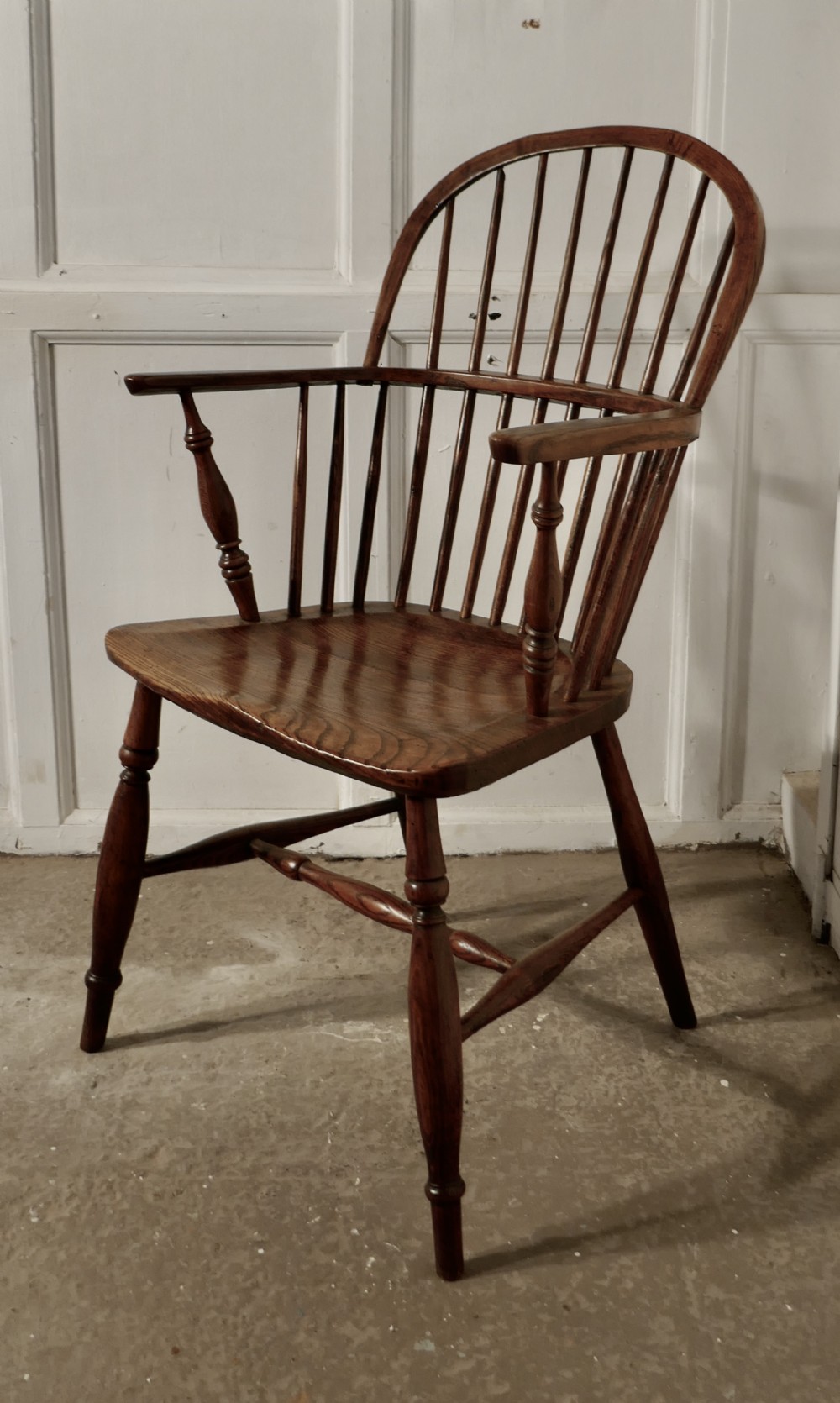 Early 19th Century Ash and Elm Hoop Back Country Carver Chair 