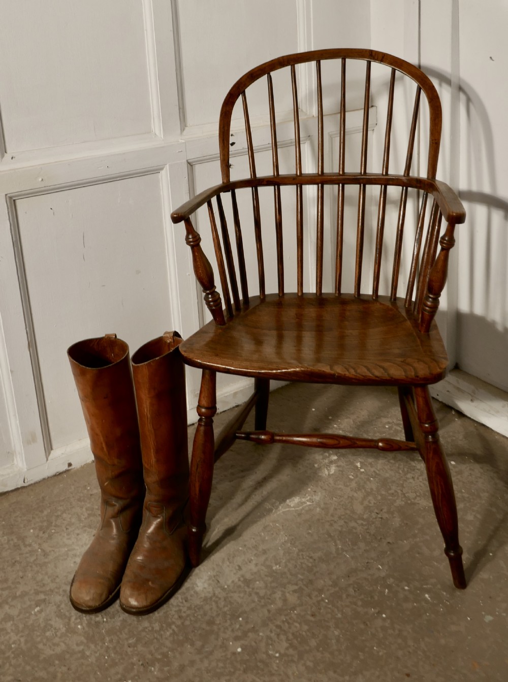 Early 19th Century Ash and Elm Hoop Back Country Carver Chair  View VI