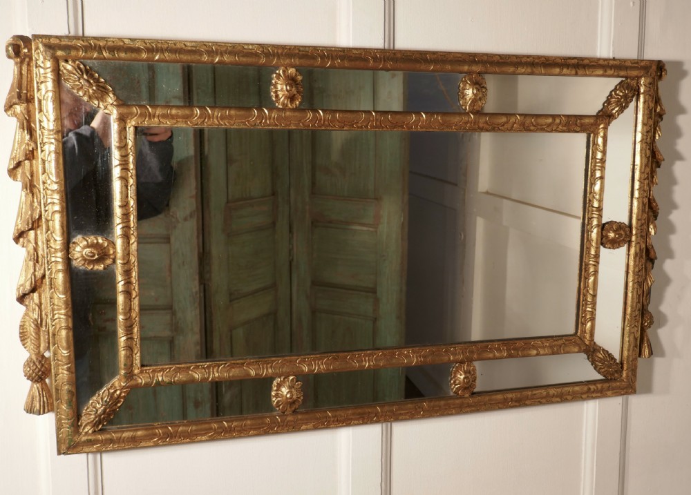 French Gilded Landscape Cushion Mirror View II