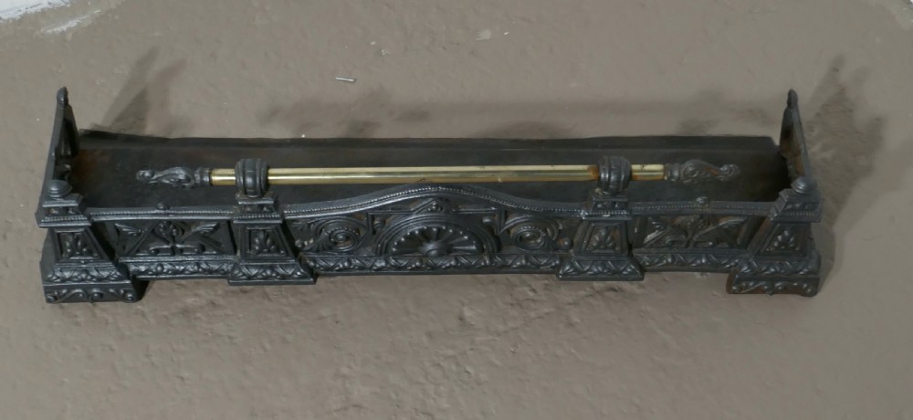 Small Victorian Cast Iron and Brass Fender or Dog Grate View III