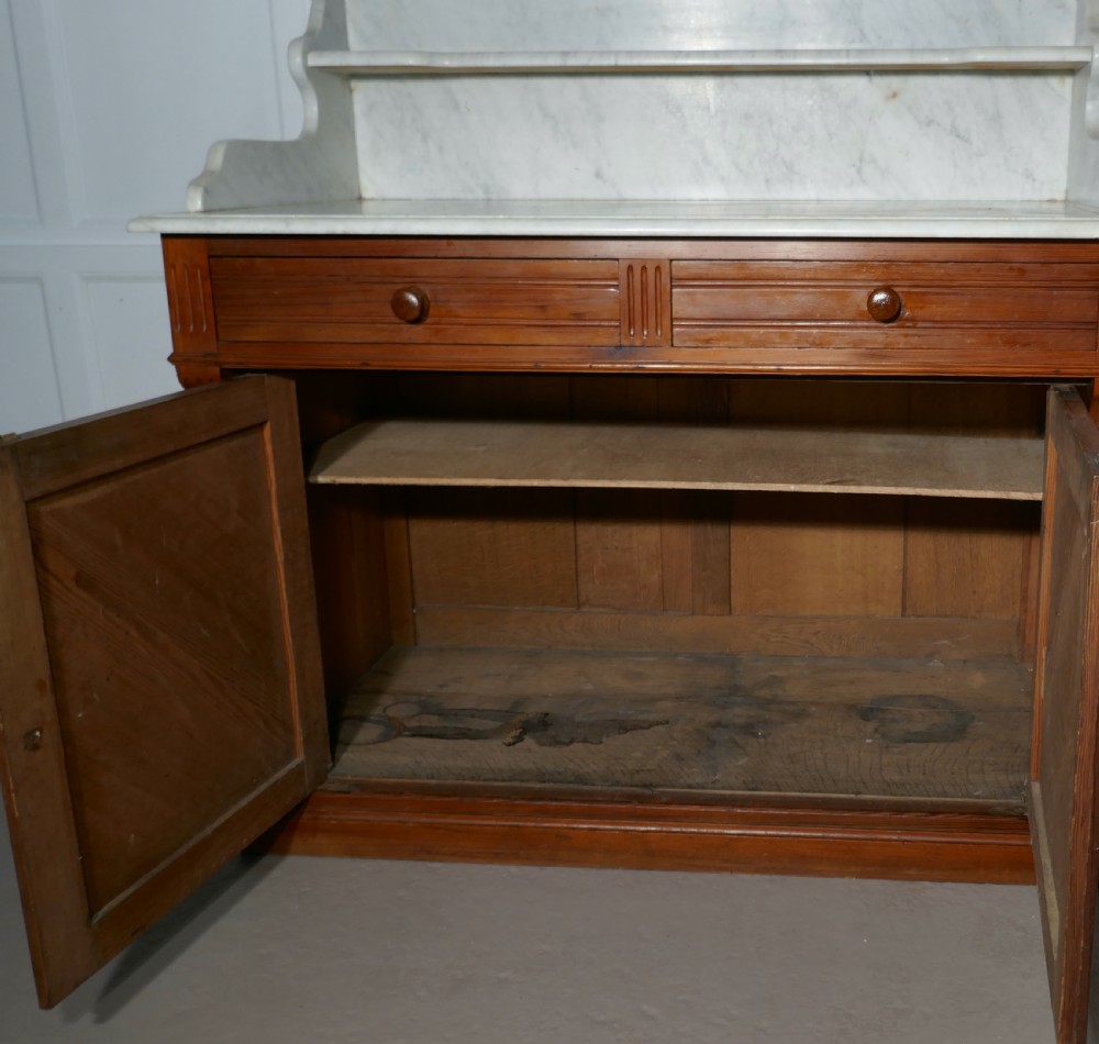 Arts and Crafts Pitch Pine Marble Top Cupboard  View IV