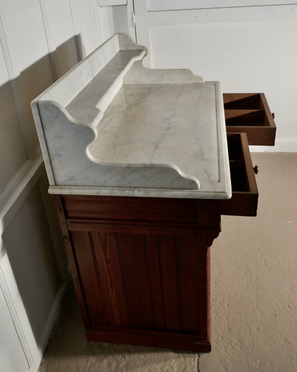 Arts and Crafts Pitch Pine Marble Top Cupboard  View VI