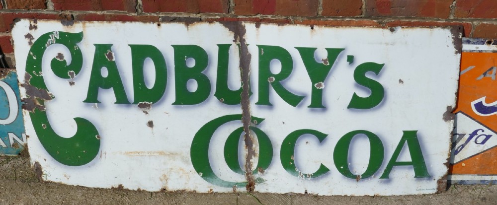 Rare Early Cadbury’s Cocoa Enamel Sign  View III