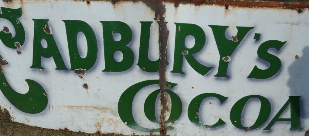 Rare Early Cadbury’s Cocoa Enamel Sign  View IV