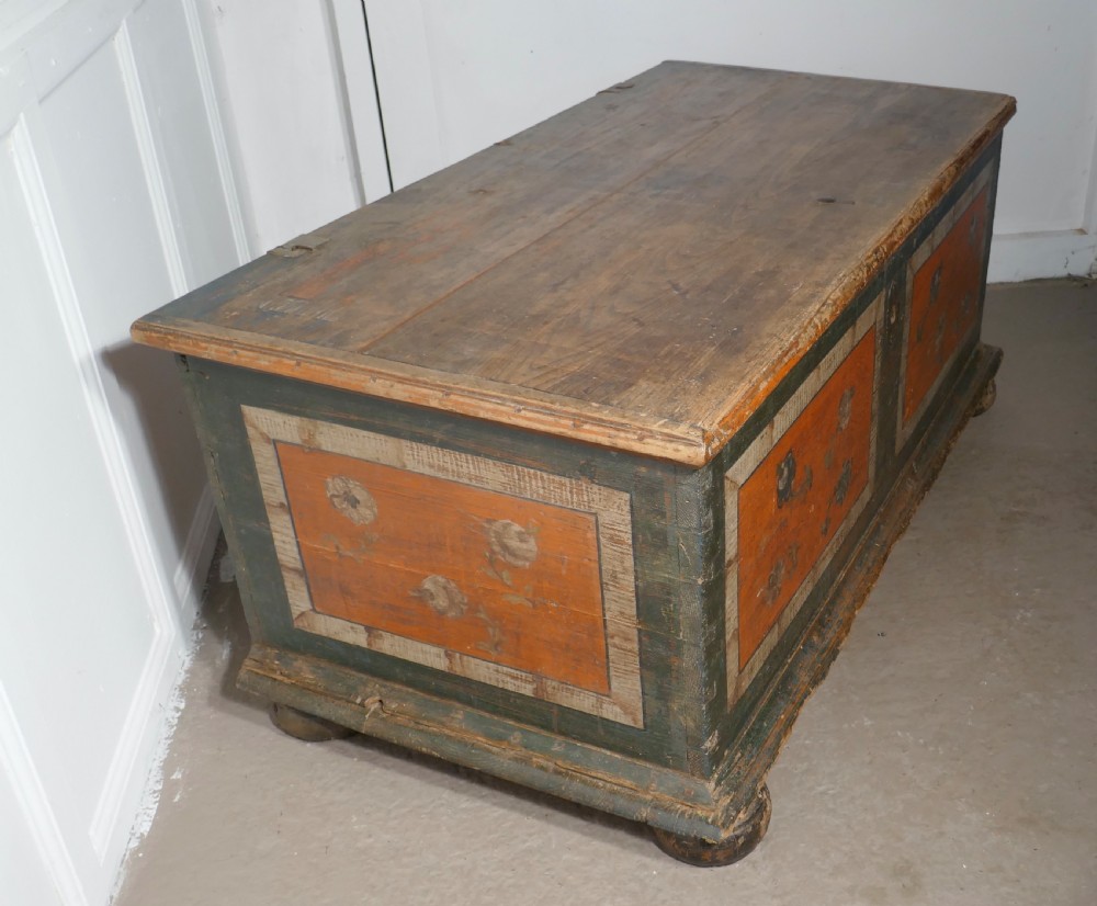 European Folk Art Painted Pine Chest View II