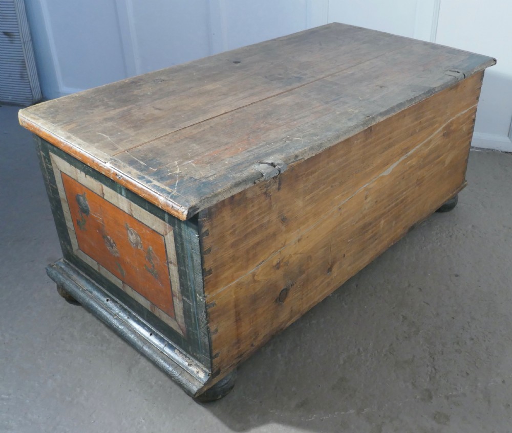 European Folk Art Painted Pine Chest View V