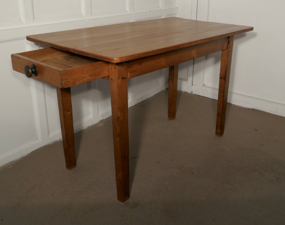 Small 19th C Planked Top Pine Table View V