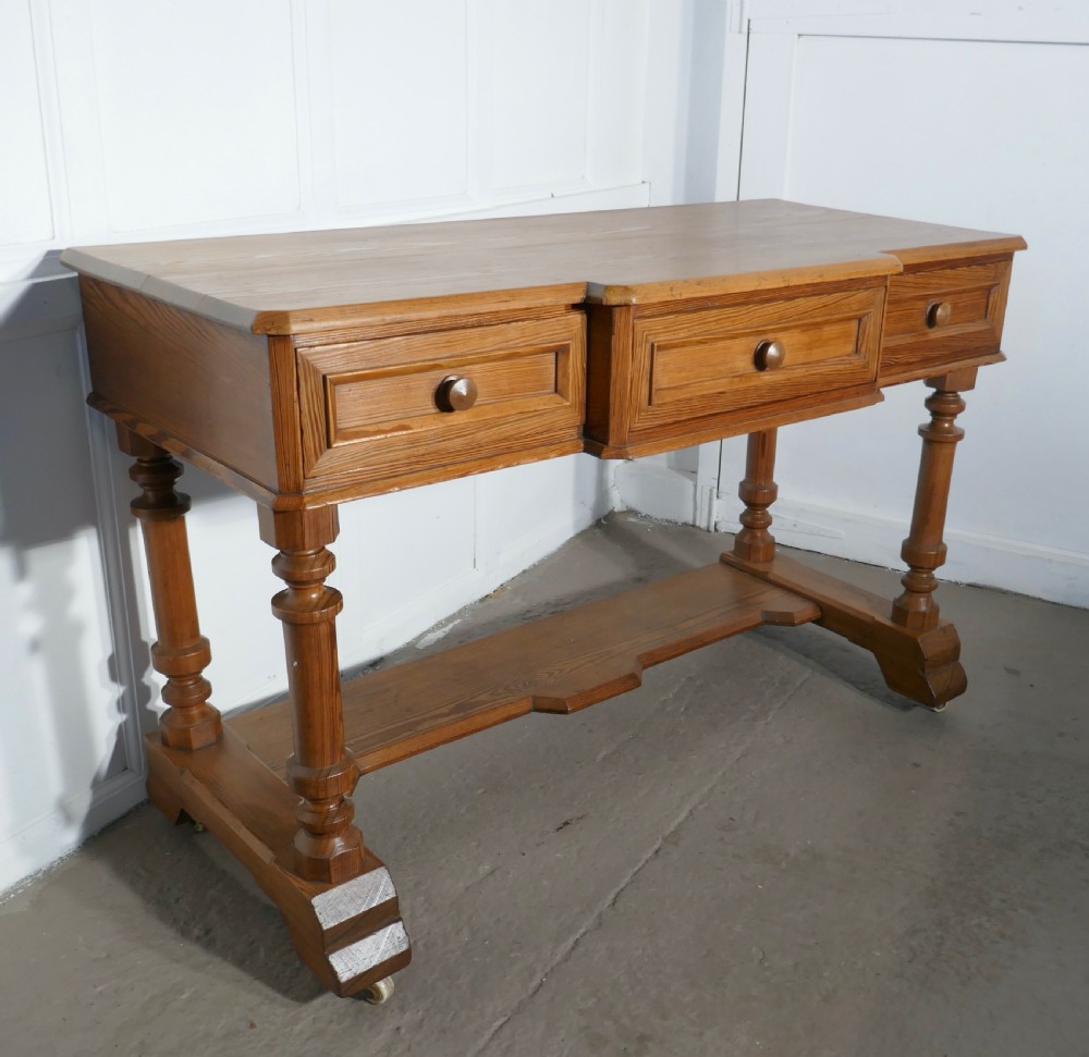 Arts and Crafts Pitch Pine Writing Table View IV