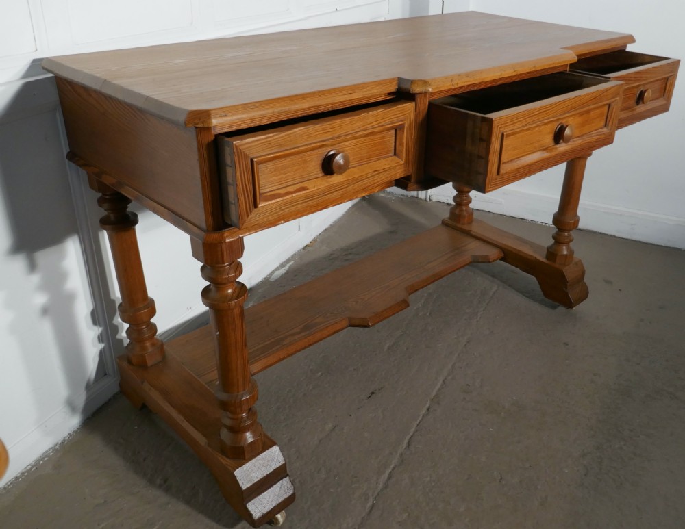 Arts and Crafts Pitch Pine Writing Table View V