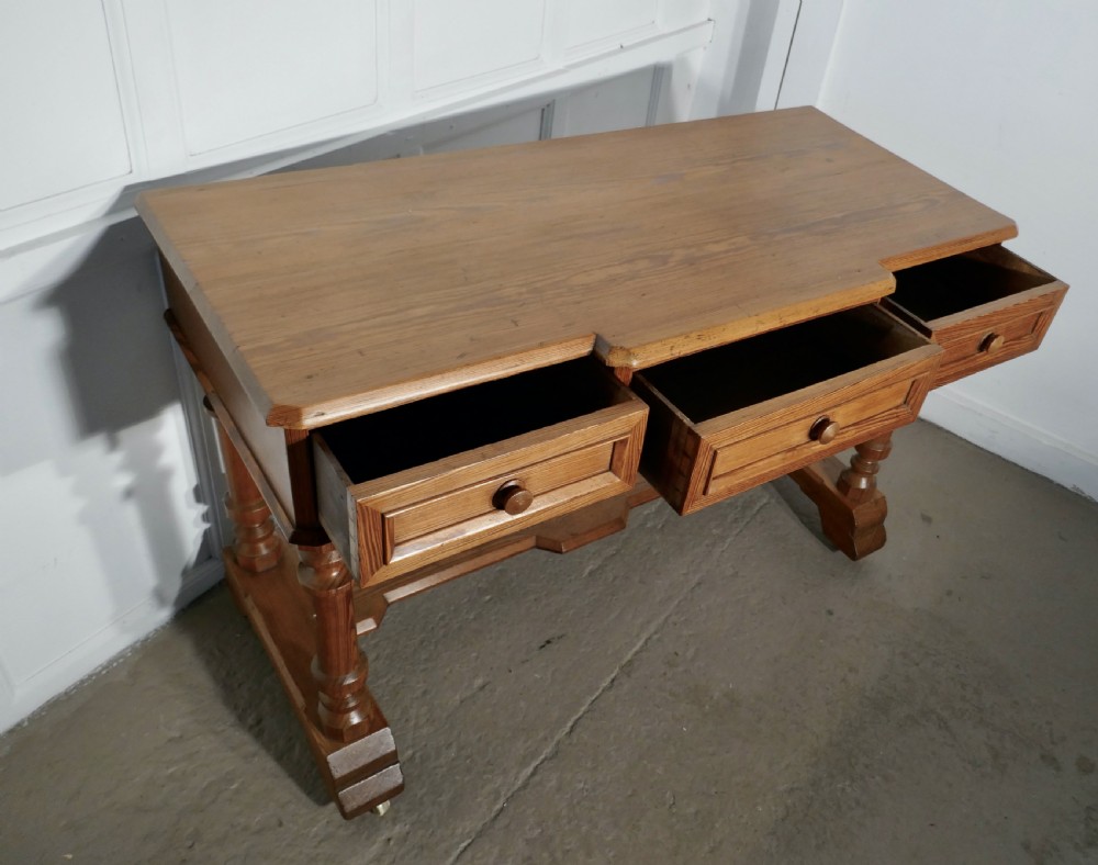 Arts and Crafts Pitch Pine Writing Table View VII