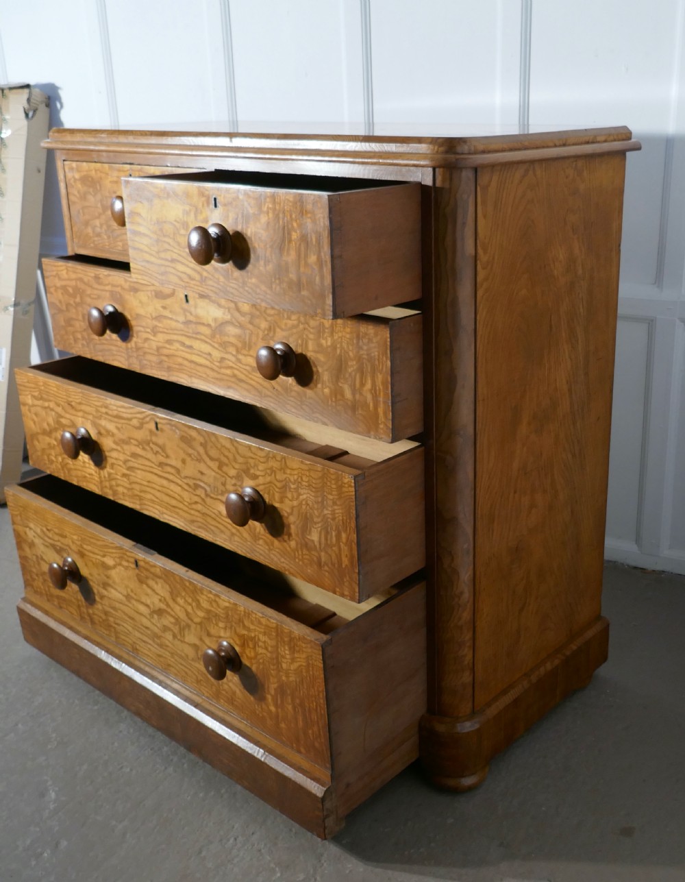 A Large Victorian Burr Ash Chest of Drawers View III