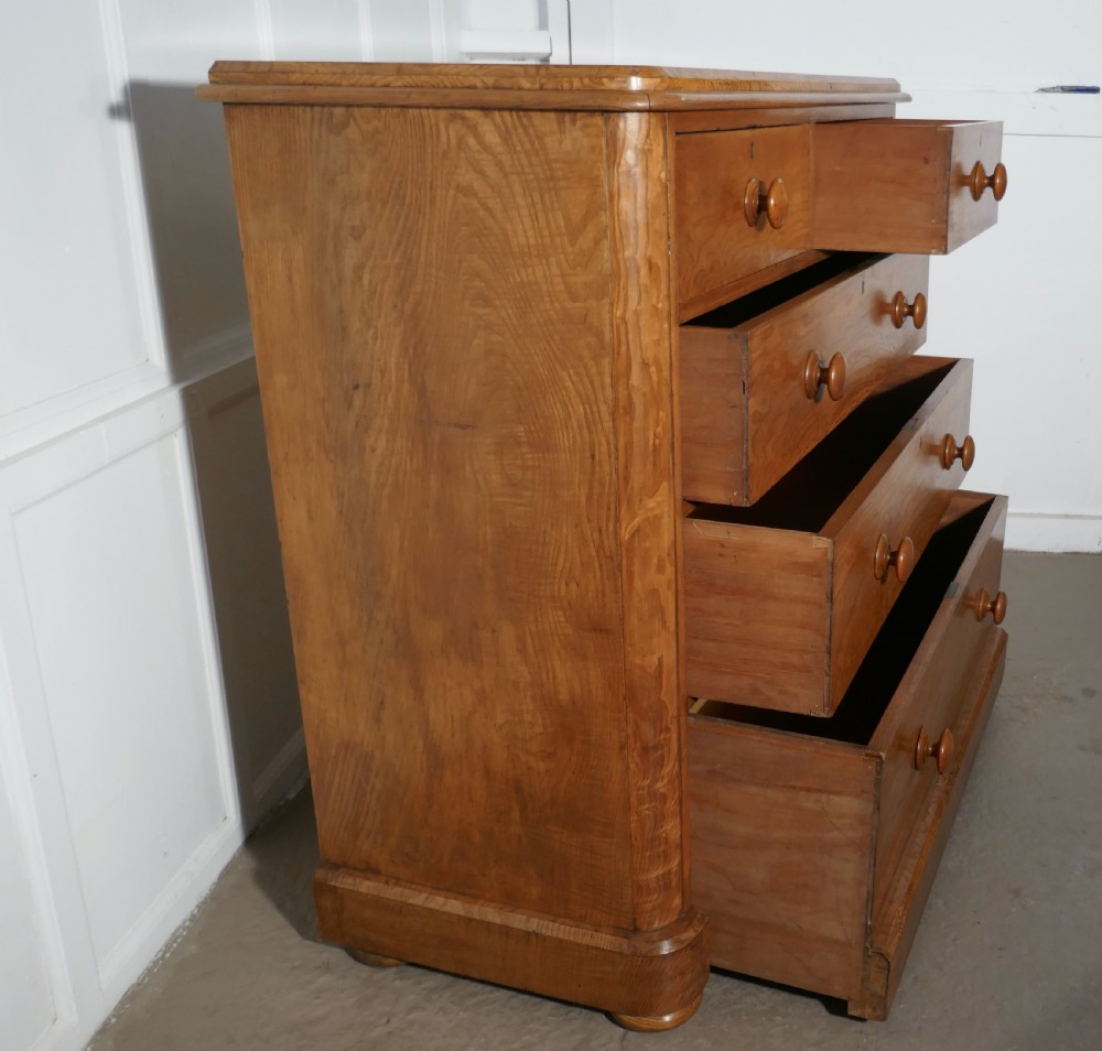 A Large Victorian Burr Ash Chest of Drawers View IV