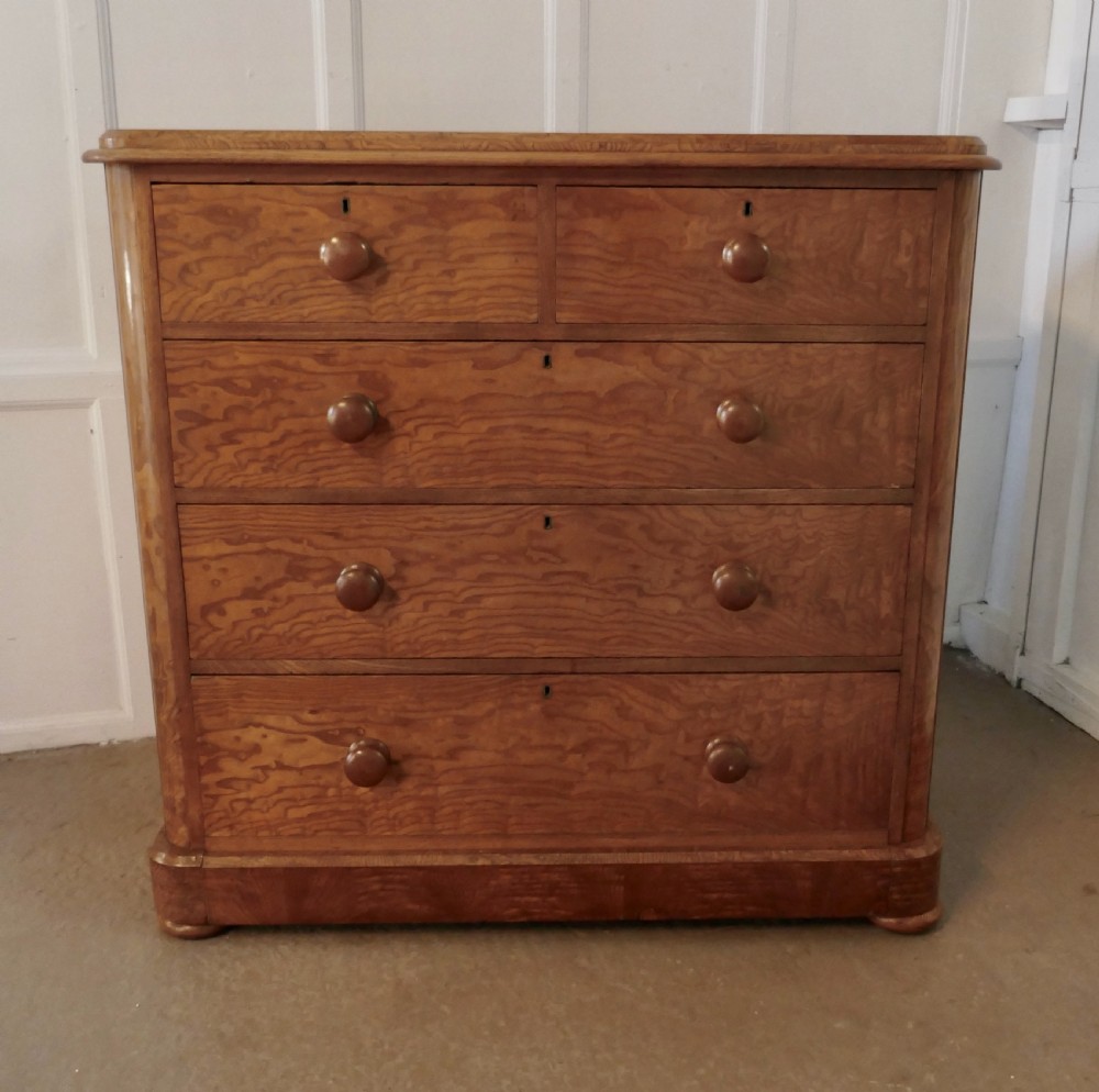A Large Victorian Burr Ash Chest of Drawers View VI