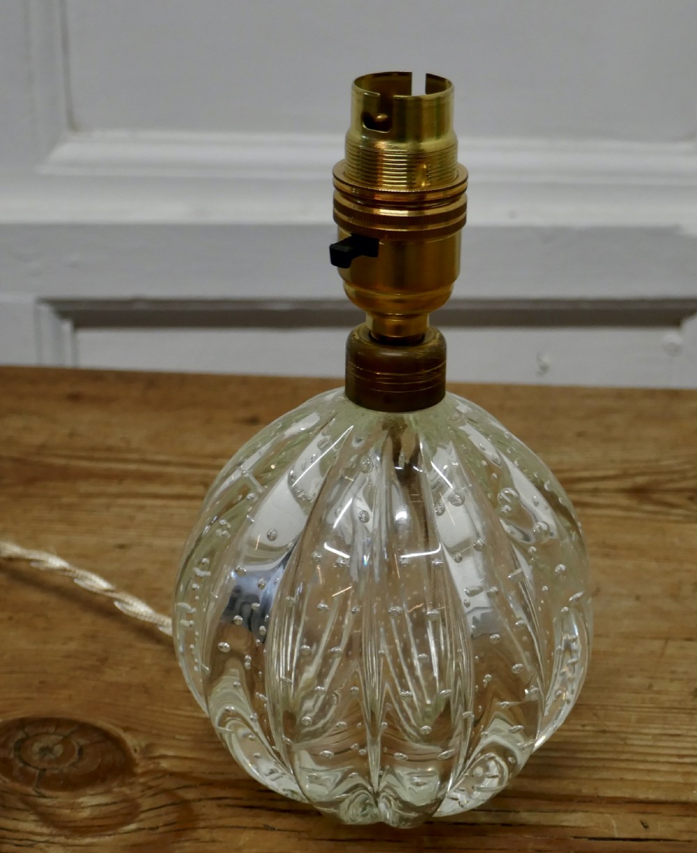 Superb Murano Clear Glass Lamp, with Controlled Bubbles View III
