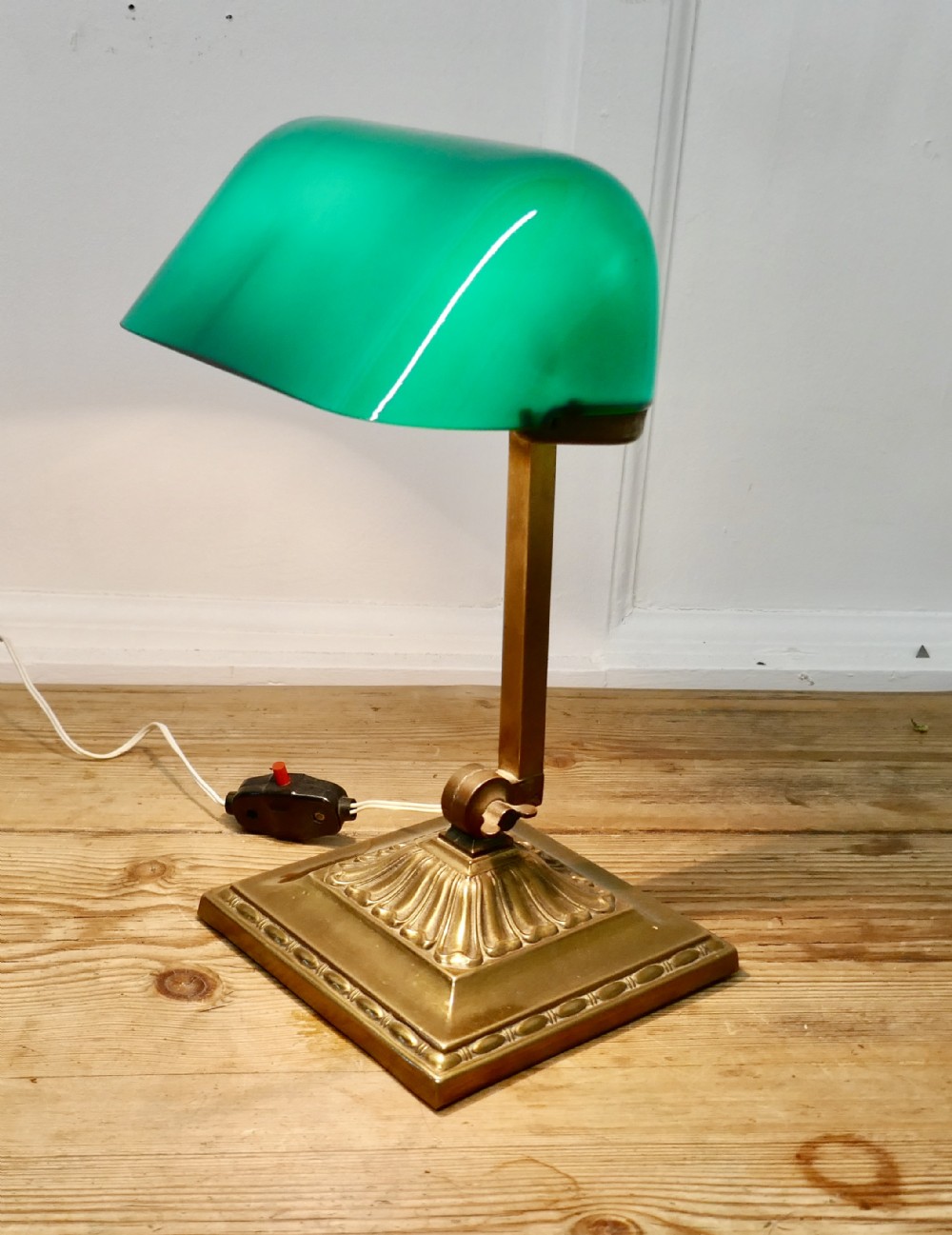 Early 20th Century Brass and Green Glass  Barrister’s Desk Lamp