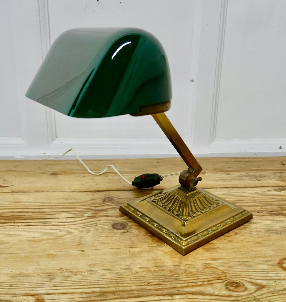 Early 20th Century Brass and Green Glass  Barrister’s Desk Lamp View III