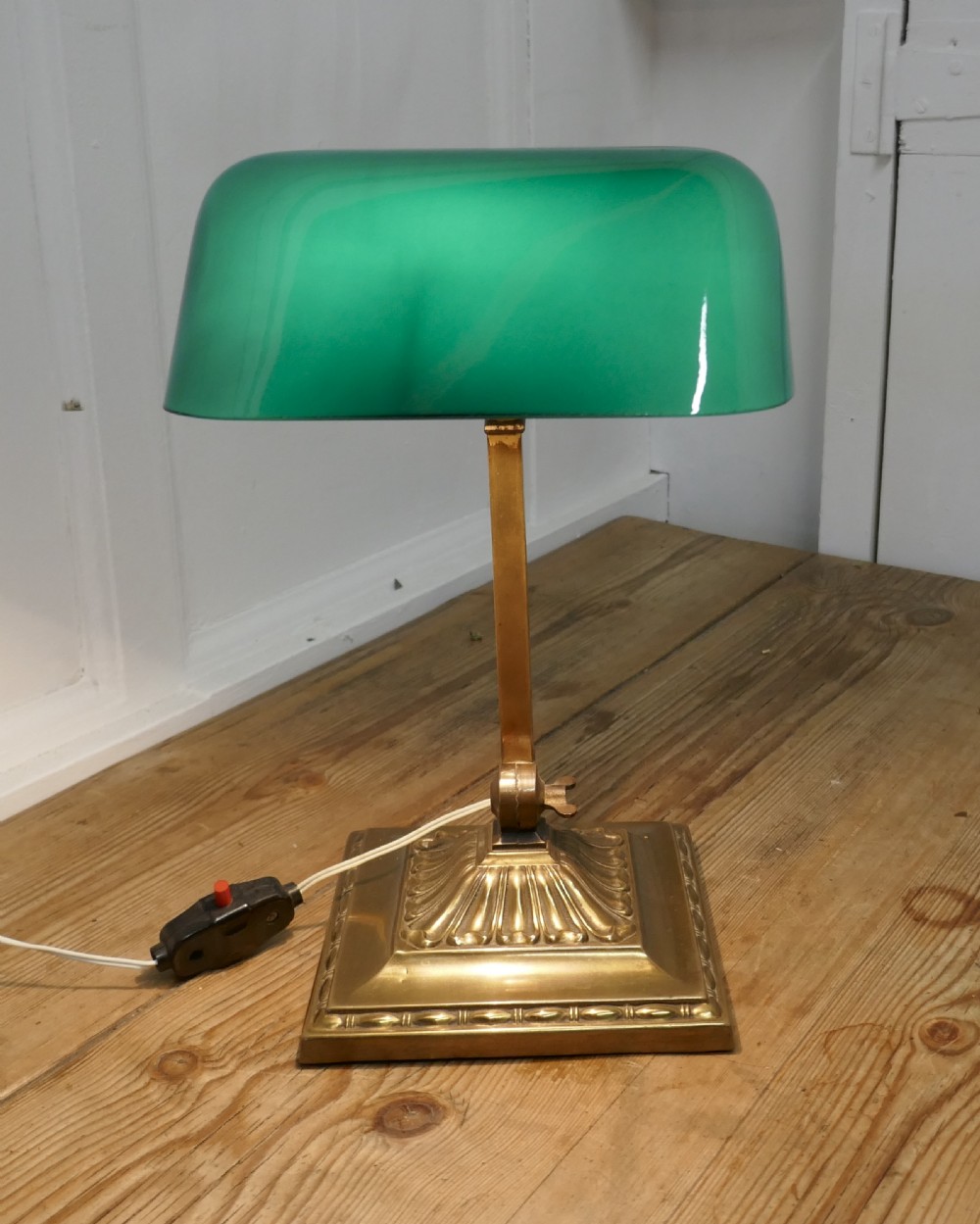 Early 20th Century Brass and Green Glass  Barrister’s Desk Lamp View IV