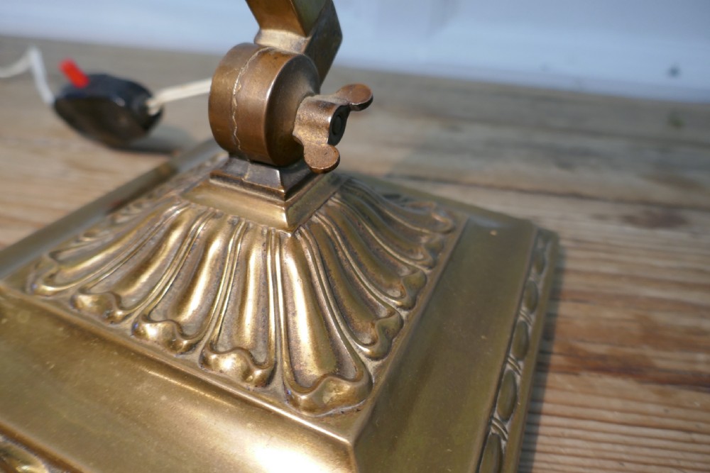 Early 20th Century Brass and Green Glass  Barrister’s Desk Lamp View V