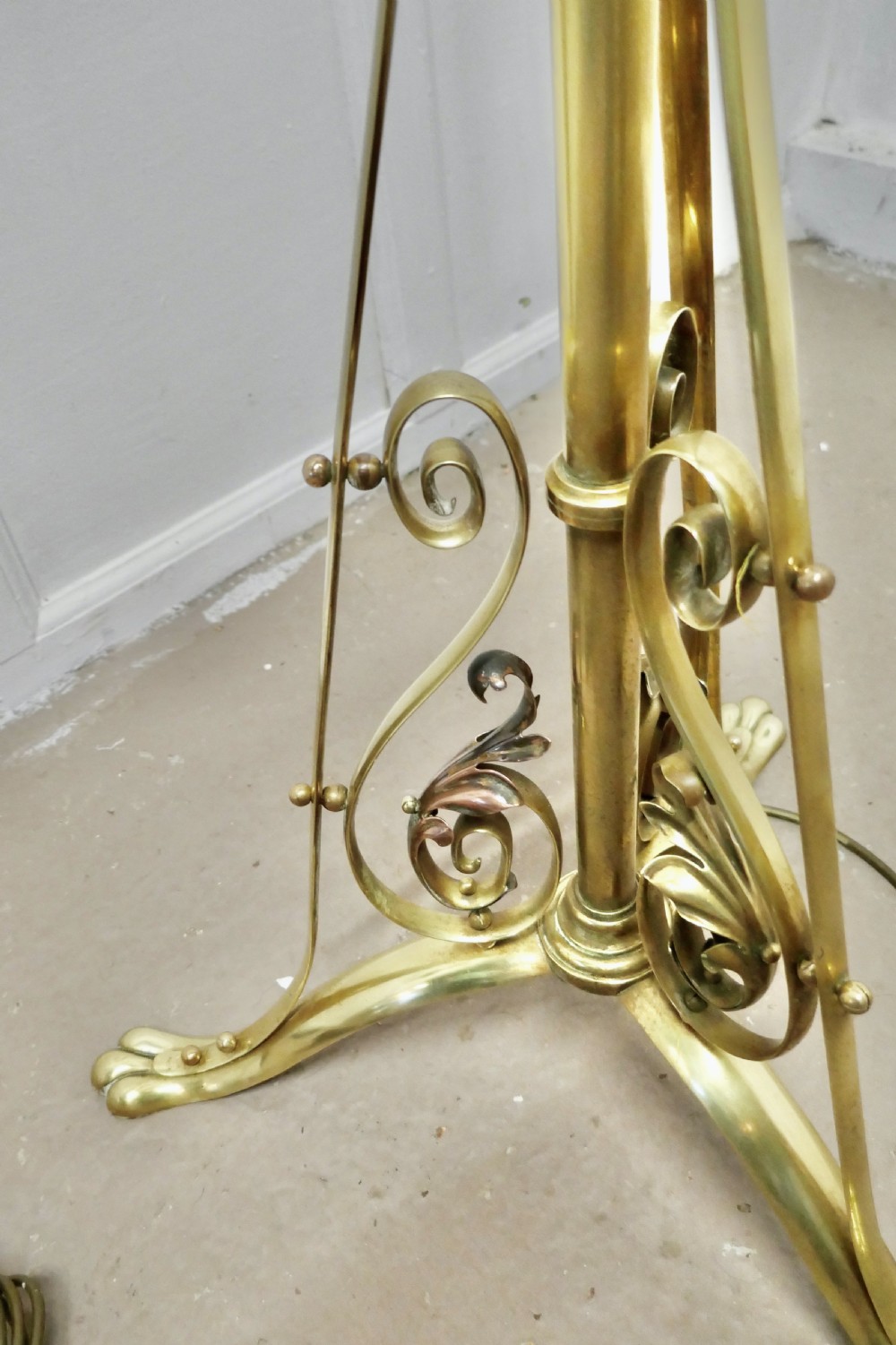 Adjustable Brass Floor Lamp in the Arts and Crafts Style View III