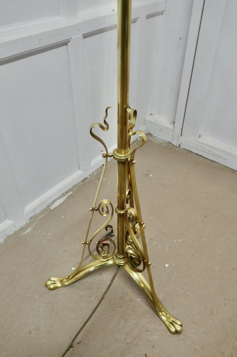 Adjustable Brass Floor Lamp in the Arts and Crafts Style View VII