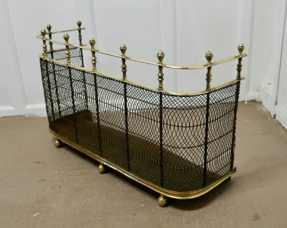 A High Georgian Brass Nursery Fire Guard Fender  View V