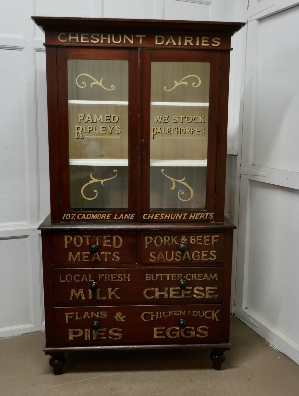 Victorian Painted Pine Kitchen Cupboard,  