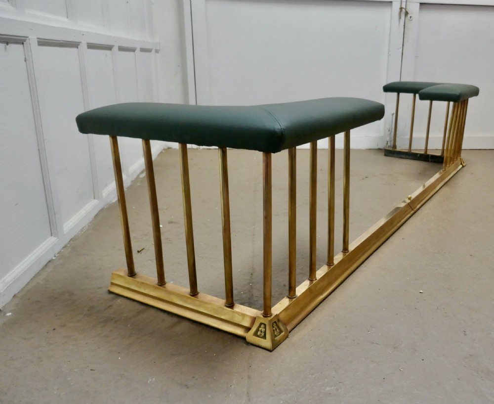 A Very Large Brass and Green Leather Club Fender View III