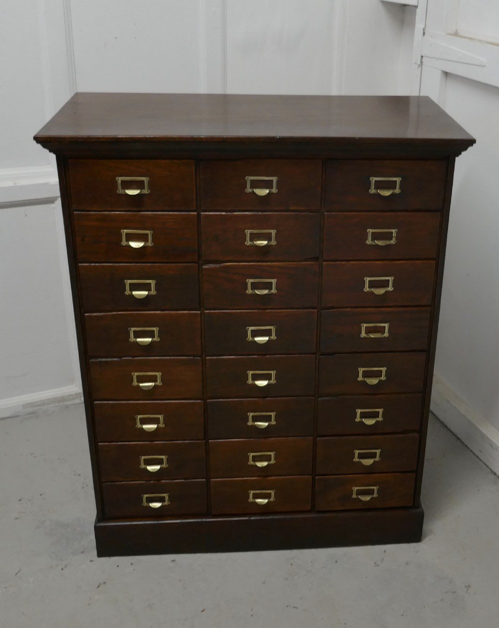 Large 24 Drawer Edwardian A4 Oak Filing Cabinet 