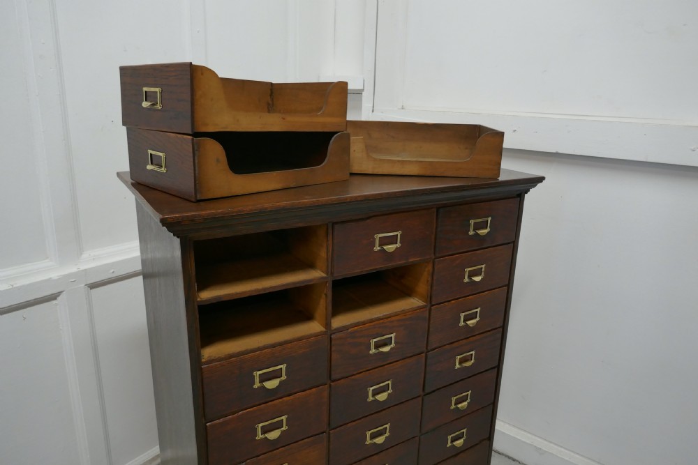 Large 24 Drawer Edwardian A4 Oak Filing Cabinet  View V