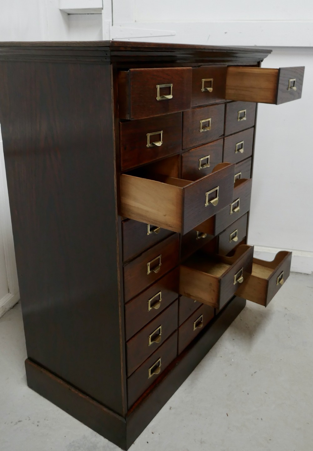 Large 24 Drawer Edwardian A4 Oak Filing Cabinet  View IX