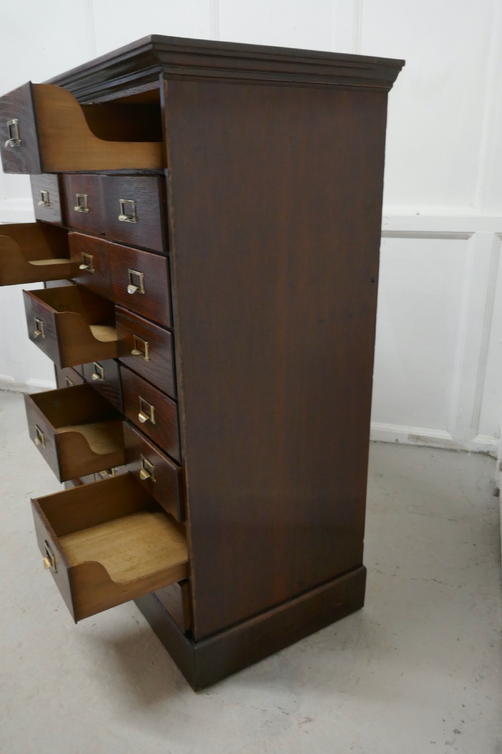 Large 24 Drawer Edwardian A4 Oak Filing Cabinet  View XI