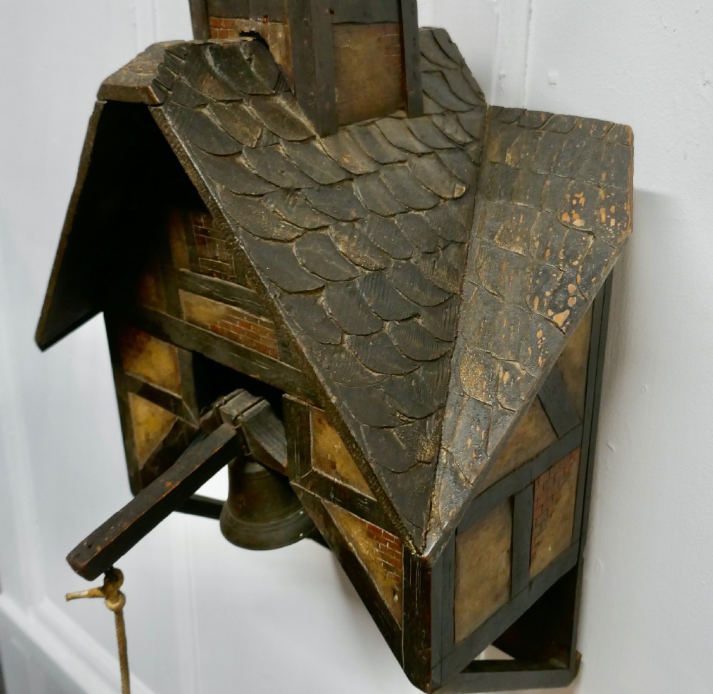 19th Century Black Forest Carved Alpine Front Door Bell View VIII