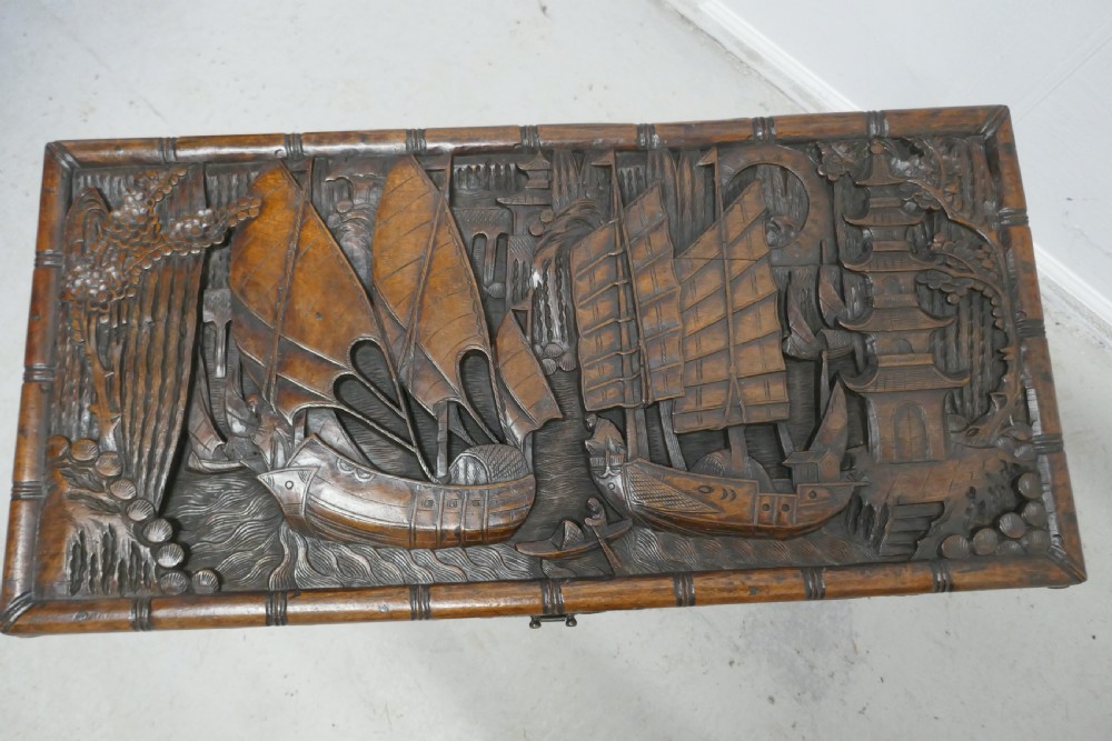 Oriental Carved Camphor Wood Chest View II