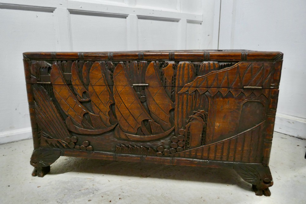 Oriental Carved Camphor Wood Chest View III