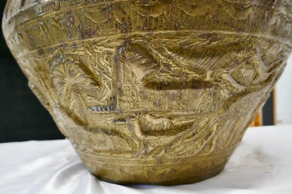 Large Early 19th Century North African Brass Jardiniere Pot View V