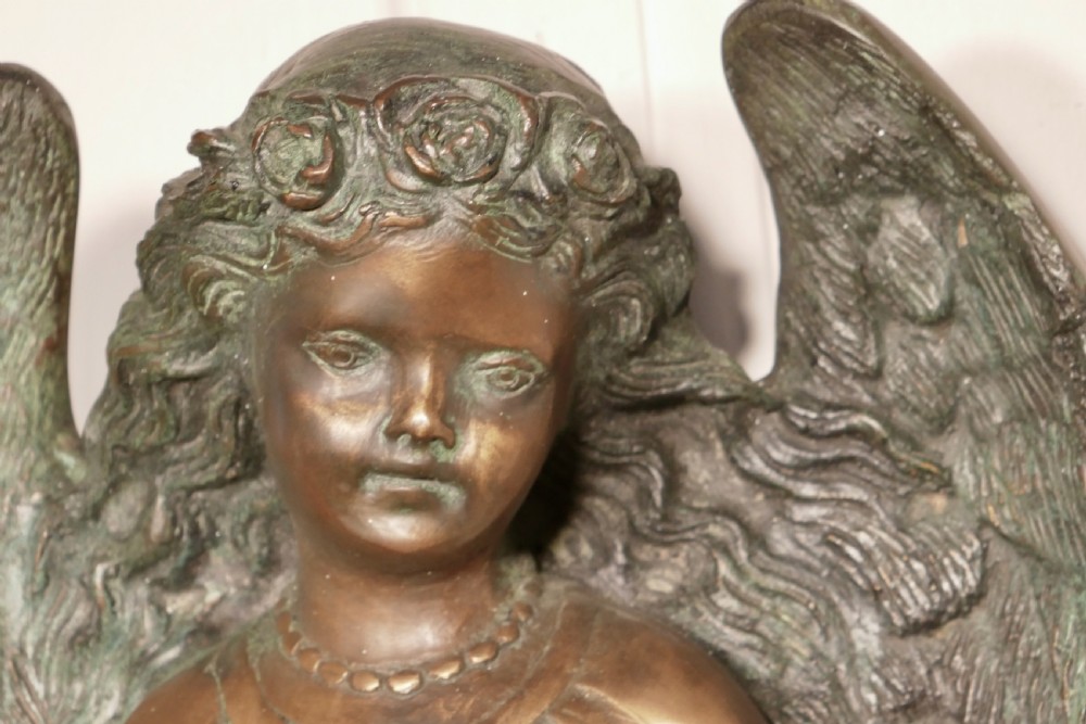 French Bronze Angel, Wall Plaque After Dumaige 1838 View III