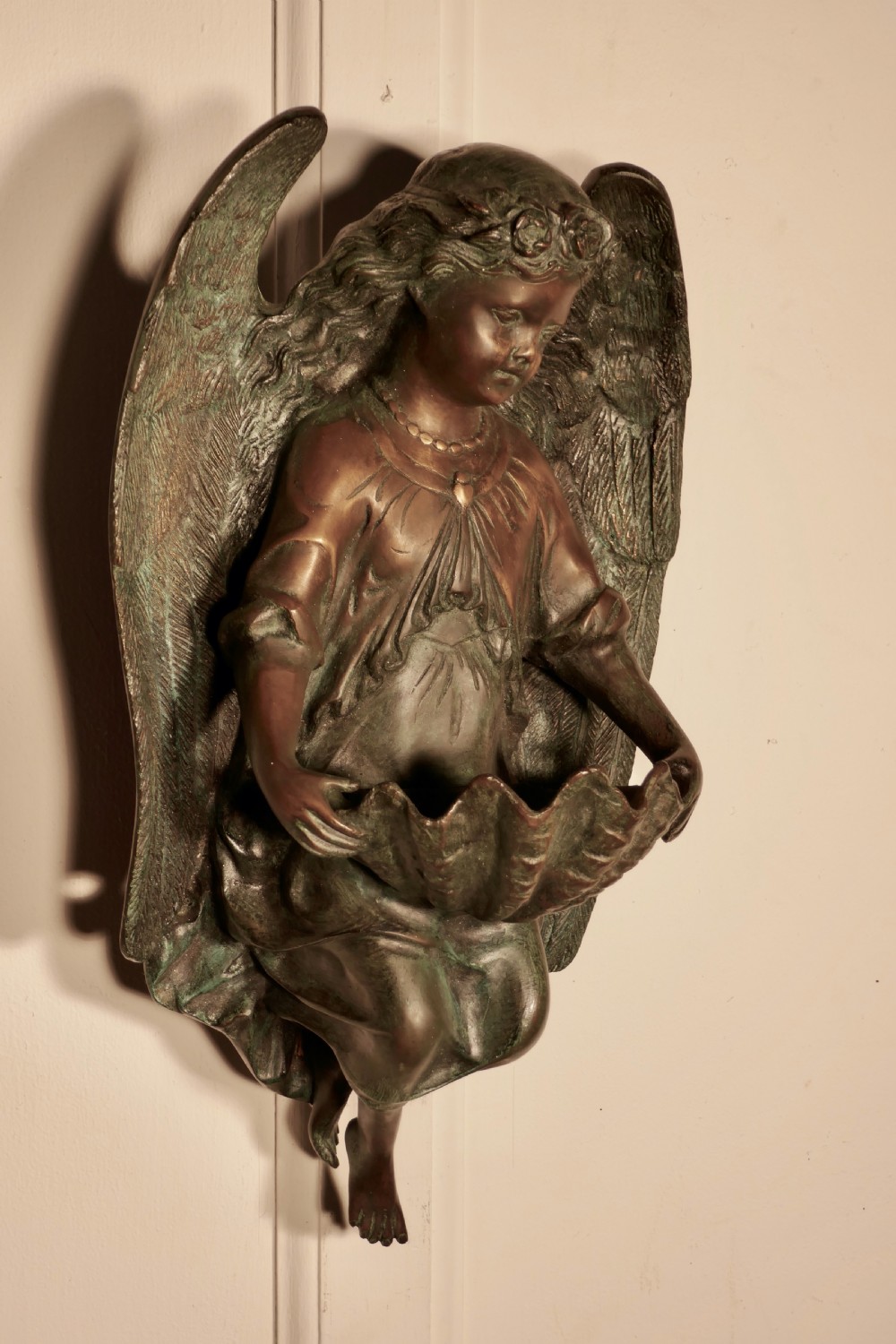 French Bronze Angel, Wall Plaque After Dumaige 1838 View IV