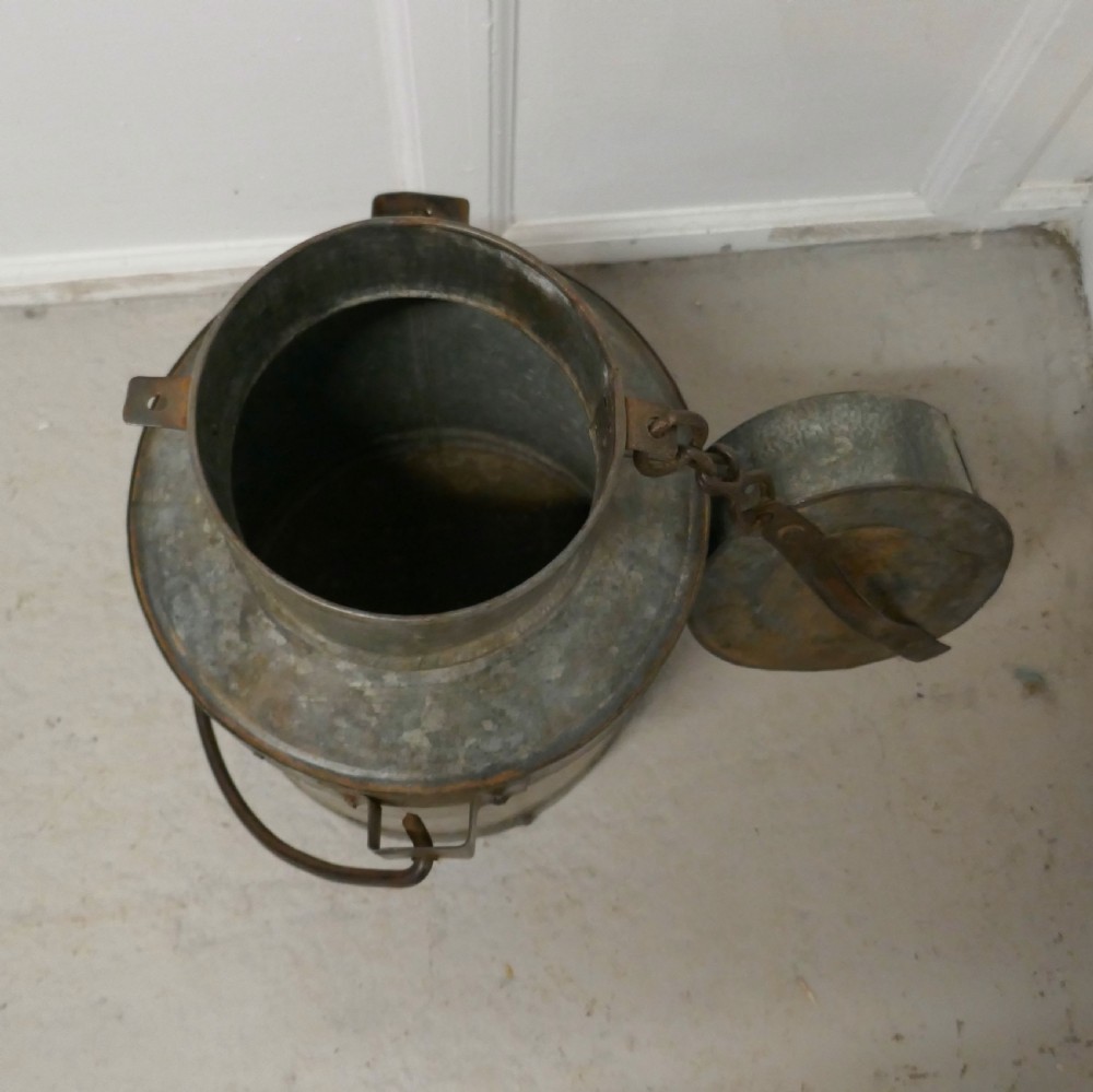 19th C Galvanised Metal Milk Churn with Iron Strapping View VI