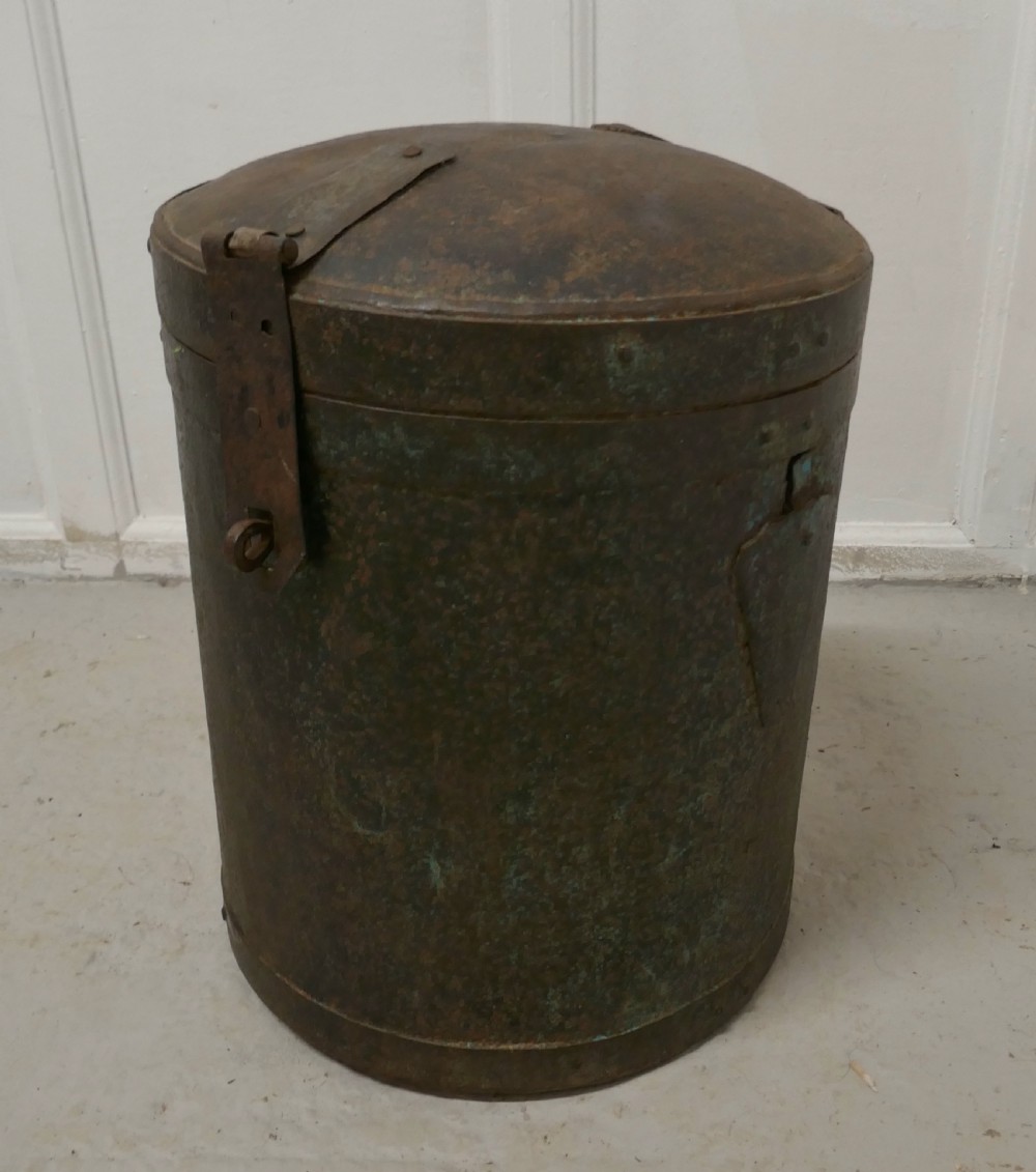 19th C Large Heavy Metal Lockable Grain Storage Bin  