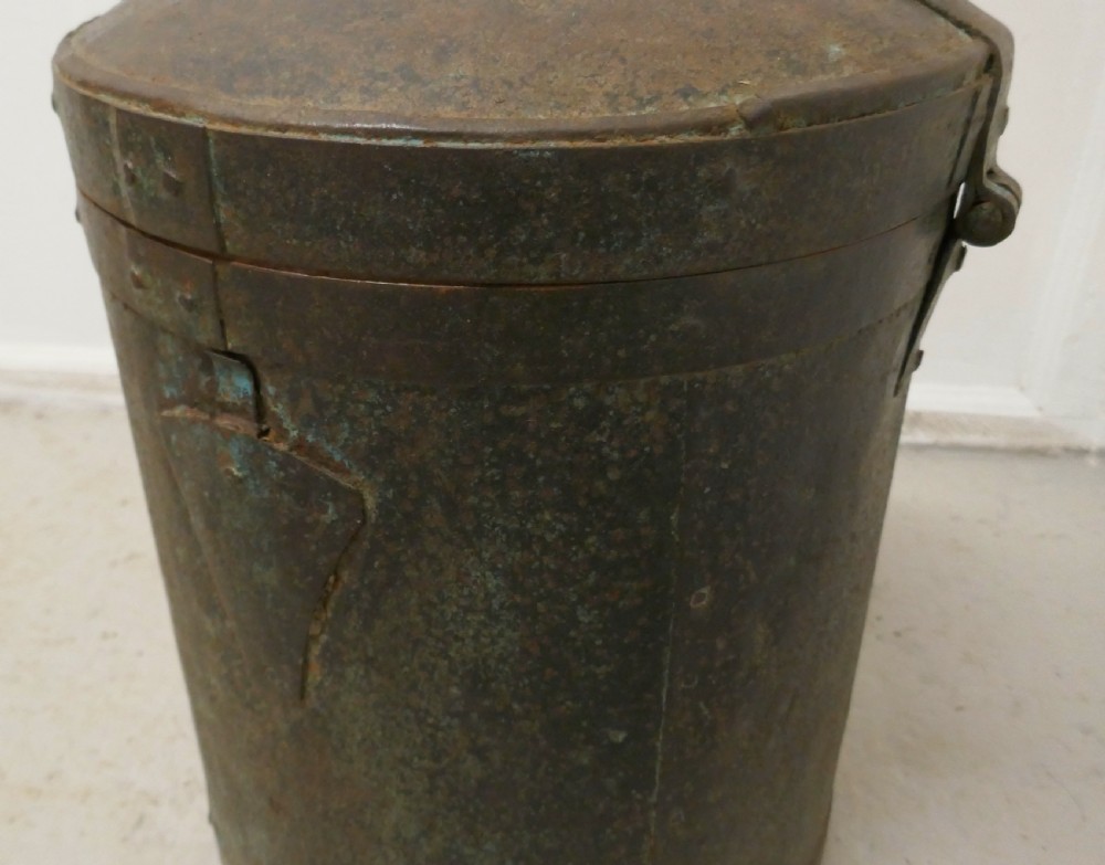 19th C Large Heavy Metal Lockable Grain Storage Bin   View II
