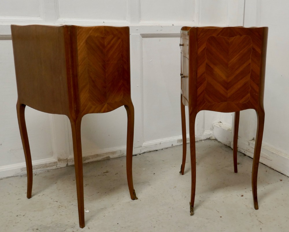 Pair of French Satin Walnut Bedside Cabinets  View VI