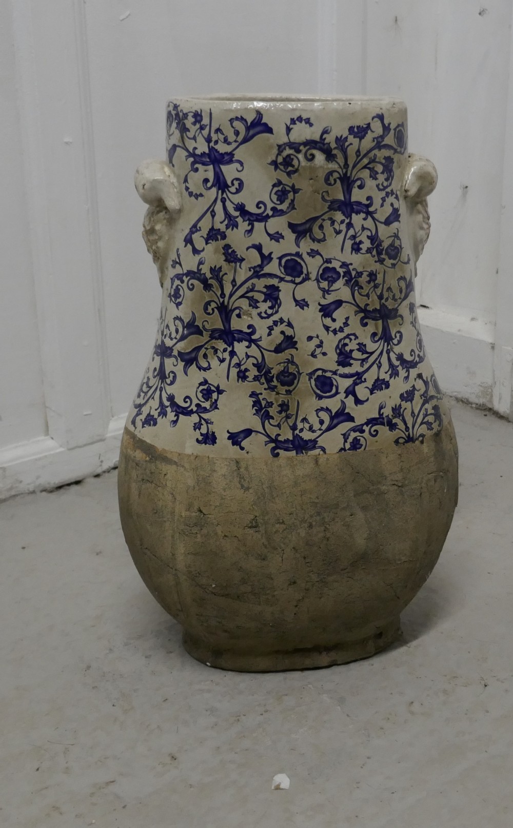 Very Heavy 19th Century Dutch Delft Earthenware Cooler Pot
