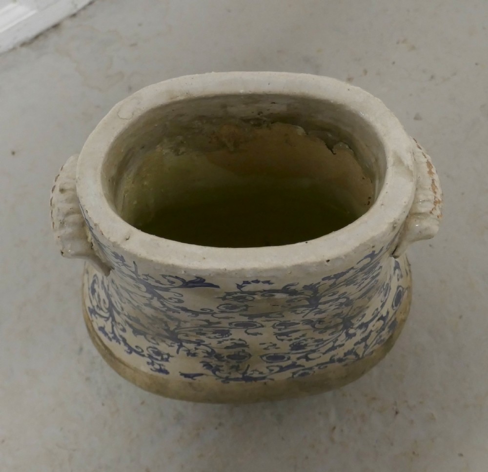 Very Heavy 19th Century Dutch Delft Earthenware Cooler Pot View IV