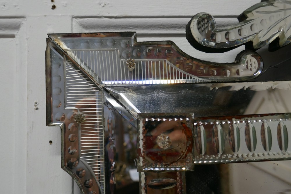 Superb Large 19th Century Venetian Cushion Mirror View X