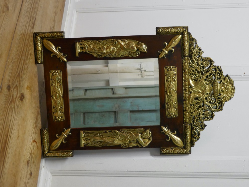 A Large Napoleon III French Brass and Fruitwood Mirror View V