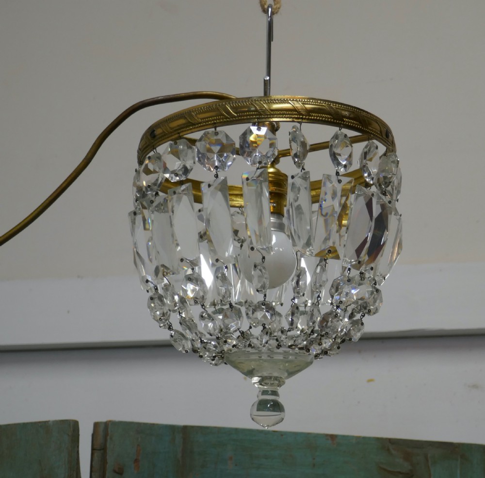 Small French Empire Style Crystal Basket Chandelier