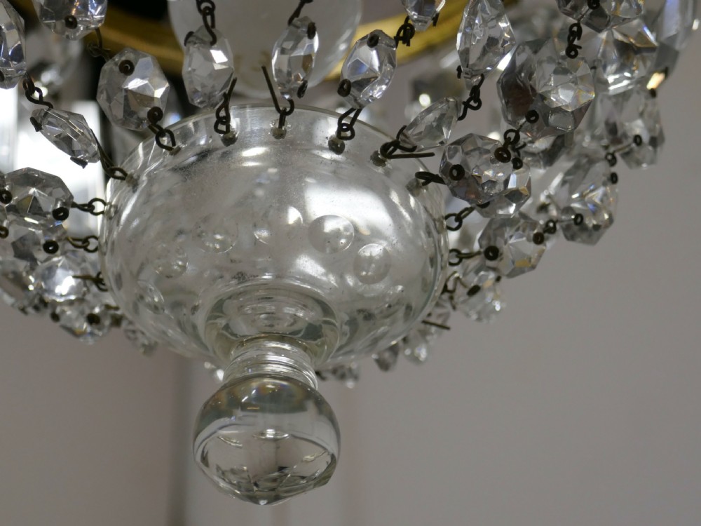 Small French Empire Style Crystal Basket Chandelier View II